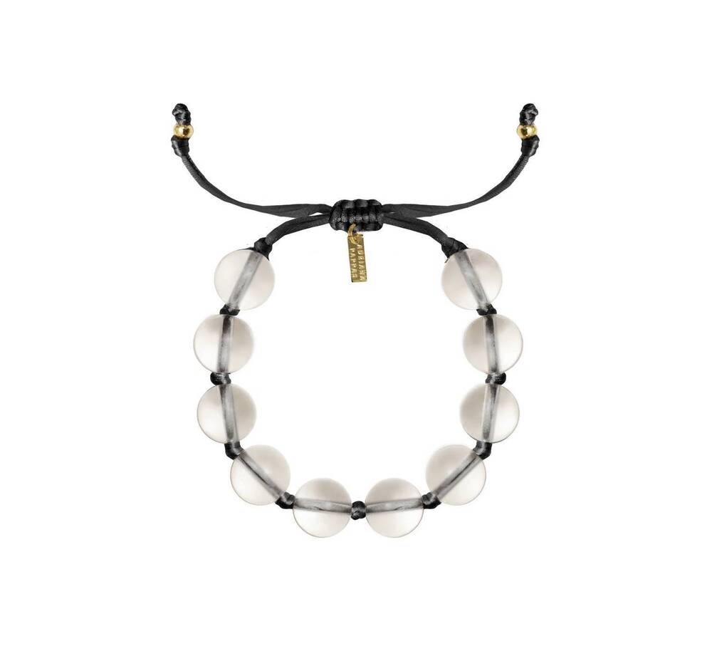 NEW ADRIANA PAPPAS women's glass bracelet on colored cord in black